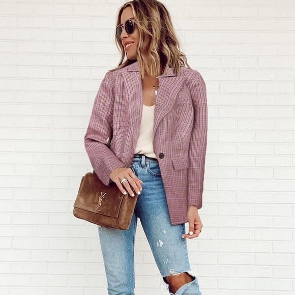 Sweet Earth Plaid Print Lapel Collar Buttoned Blazer - Picture 5 of 6